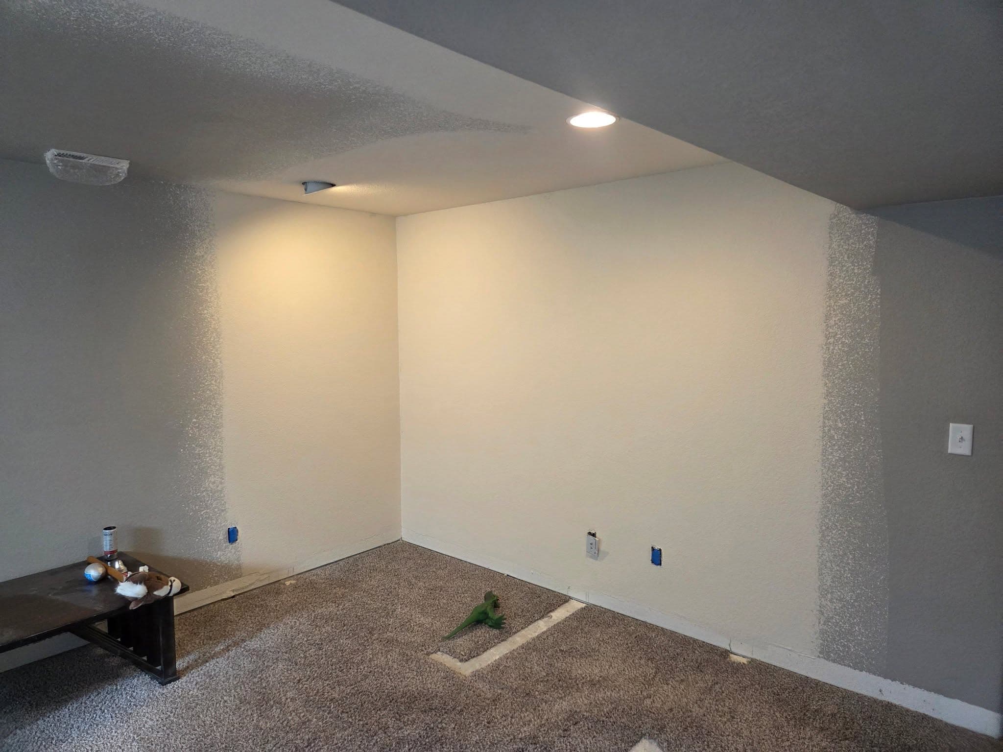 Renovated interior with finished walls and lighting